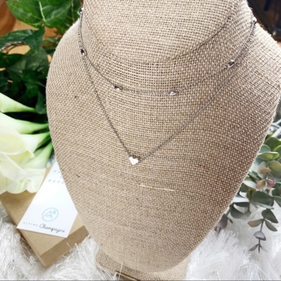 New Silver Double-Layer Heart Necklace - Picture 2 of 5